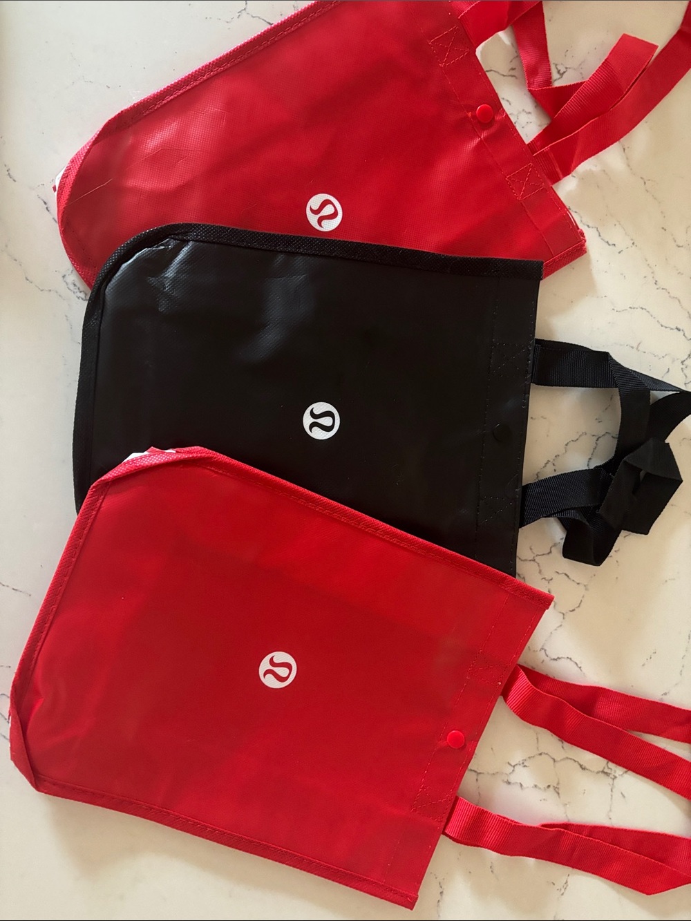 Lululemon Reusable Tote Set - 1 Black & 2 Red NEW